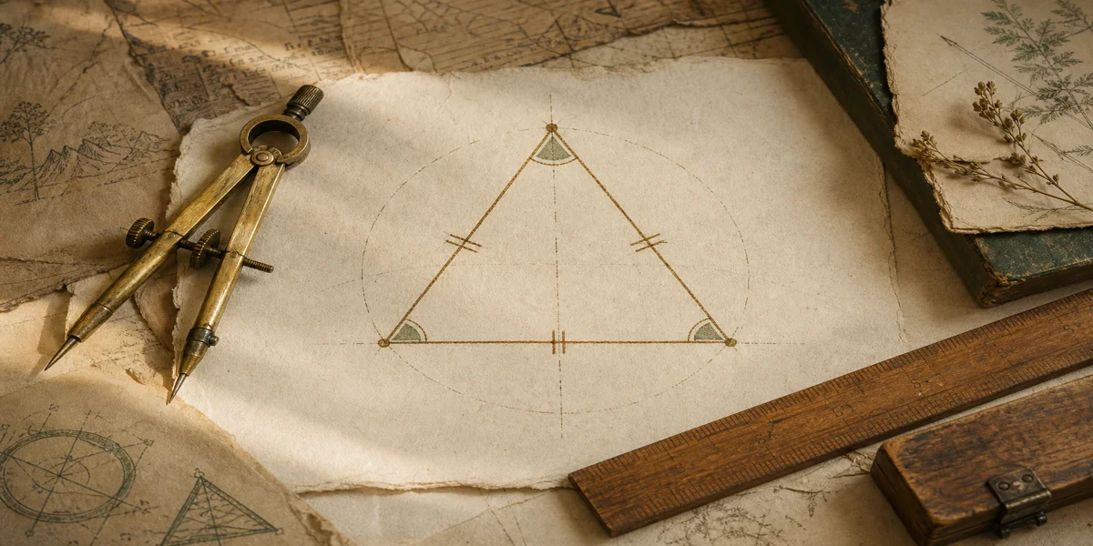 Triangle sketch and measuring tools on archival paper